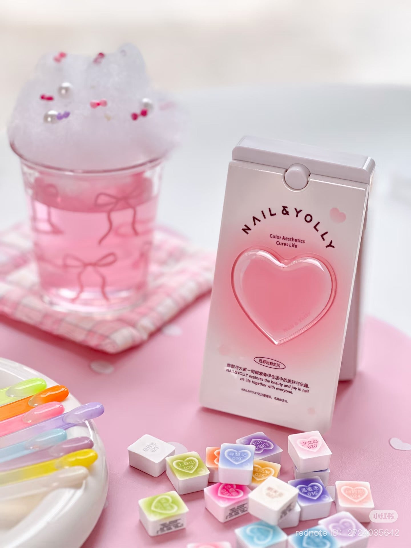 NAIL YOLLY - 3° BLUSH HEART PALETTE ( 18 COLOR ) - PRE ORDER - SHIP OUT MAY 29